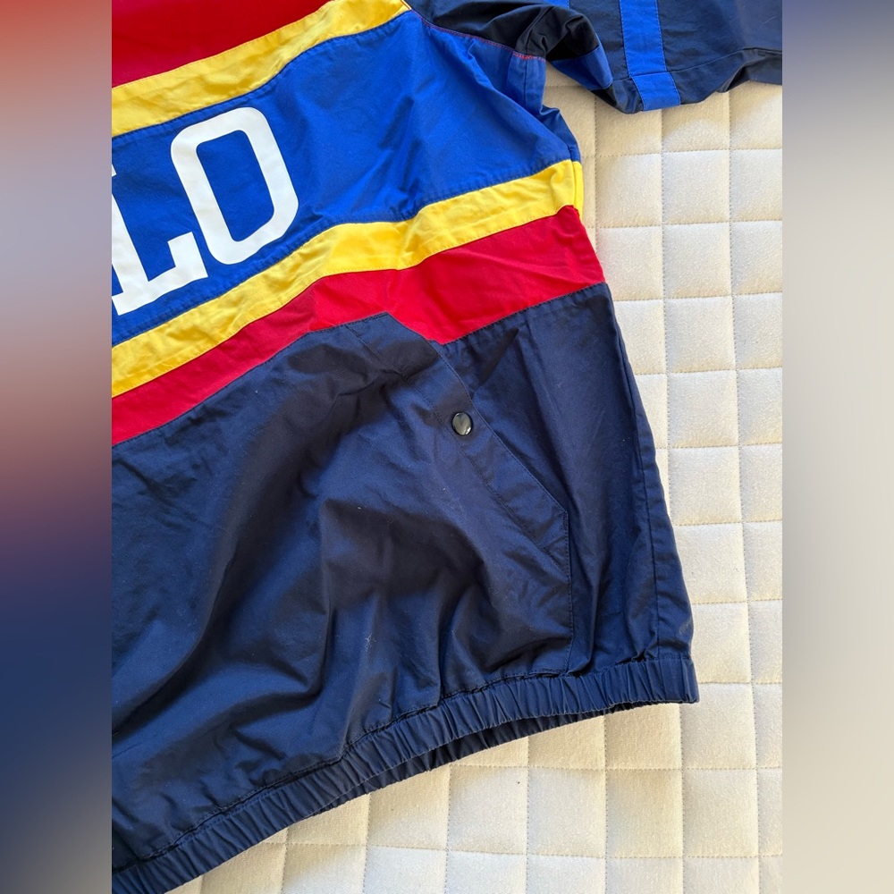 Polo by Ralph Lauren Men’s Red, Blue, and Yellow Windbreaker Pullover Hoodie - Picture 3 of 4
